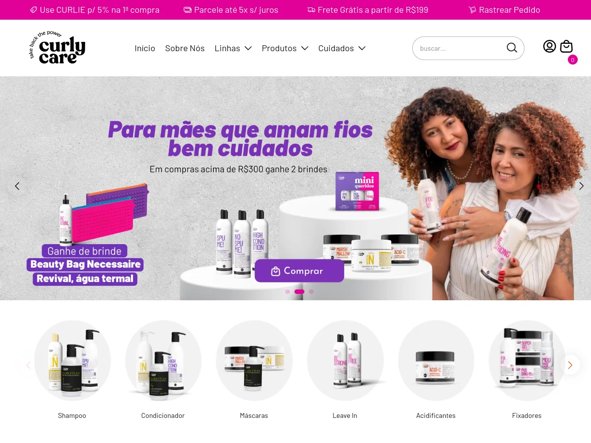 Loja Curly Care na Nuvemshop